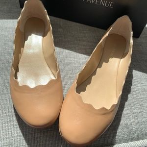 Saks Fifth Avenue iza Nude Leather Rounded Toe Ballerina Flats size 6